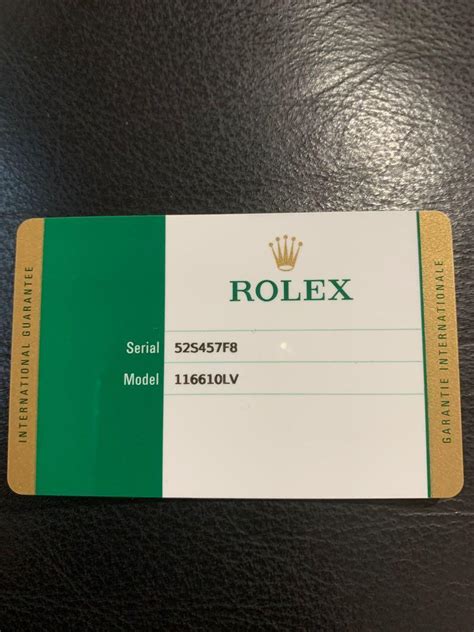 blank warranty card rolex